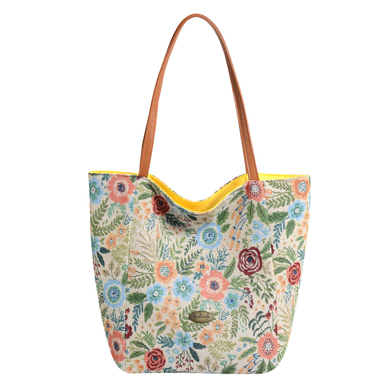 Fashionable ins large-capacity handbag, personalized printed thickened casual single-shoulder bag, commuting to work bento handbag Item Picture
