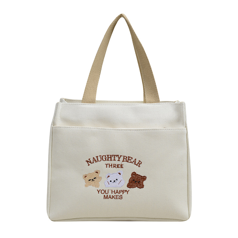New wholesale fashionable and high-quality canvas handbag, simple and portable, easy to carry for going out, versatile lunch box and bento bag Item Picture