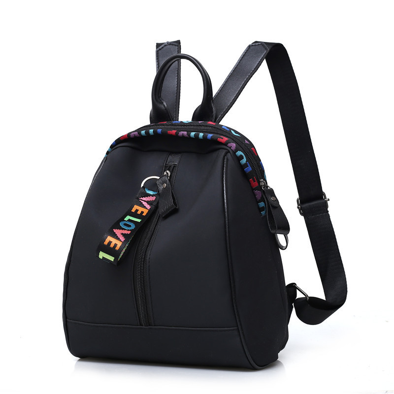 Oxford Cloth Women's Backpack 2020 Spring New Style Women's bag Korean style trendy fashion ribbon solid color double-back schoolbag, trendy Item Picture