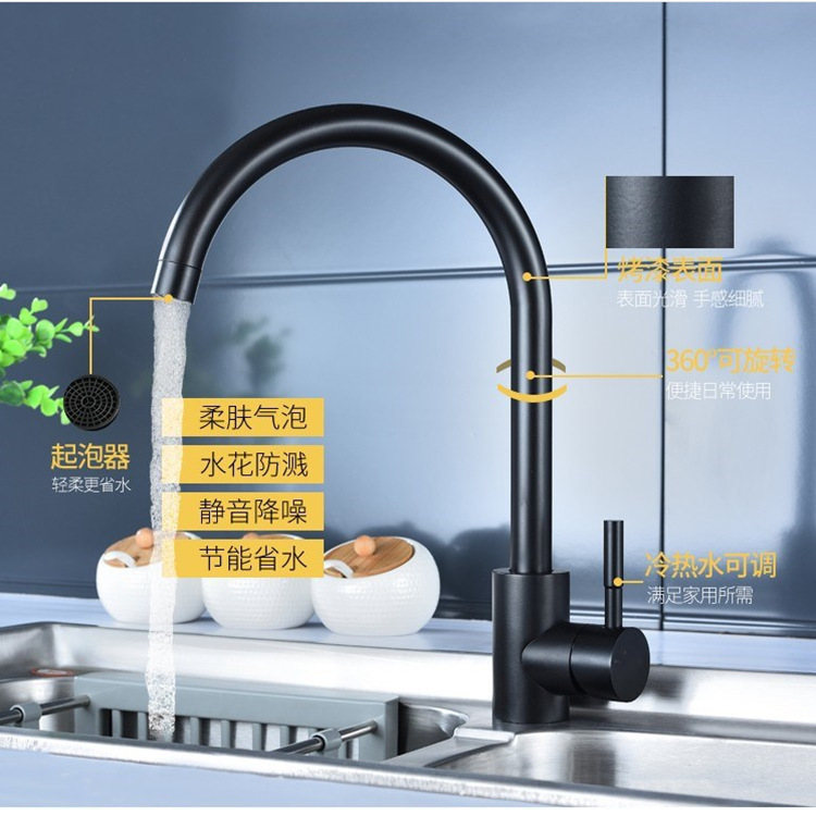 Gun grey kitchen hot and cold water faucets, sink, sink, household balcony, hotel European-style faucets Specification drawing