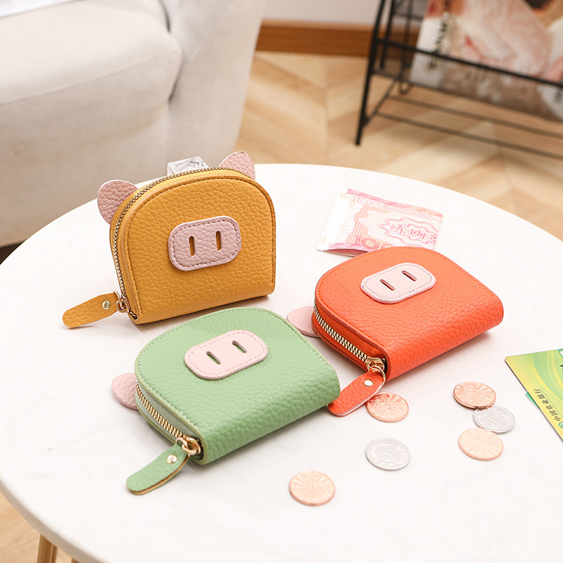 【 Wholesale in Stock 】2024 New Style Lady and Girl Cartoon organ Card case with lychee pattern and contrasting color 11 cards for storage details Picture