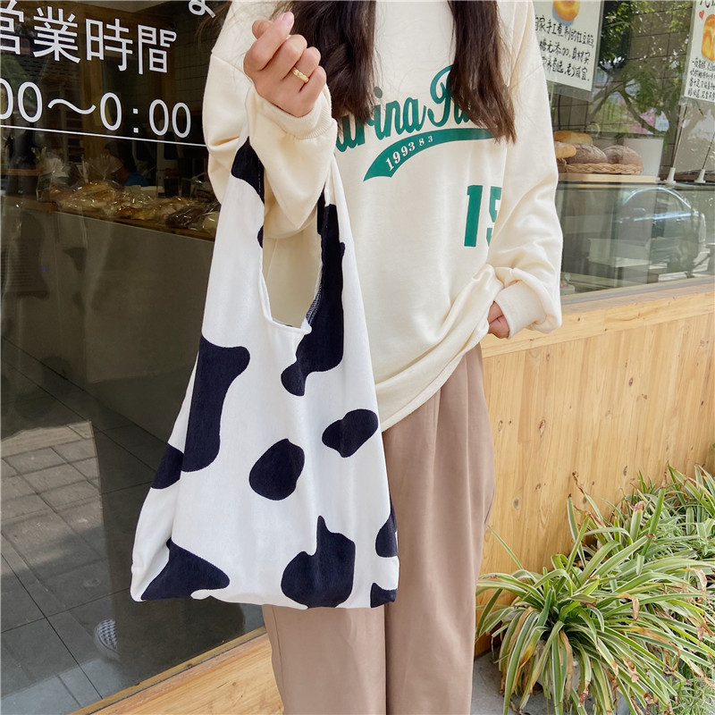 910251 ins Autumn and Winter leopard Print chic Korean corduroy single-shoulder canvas shopping bag, women's bag manufacturer wholesale details Picture