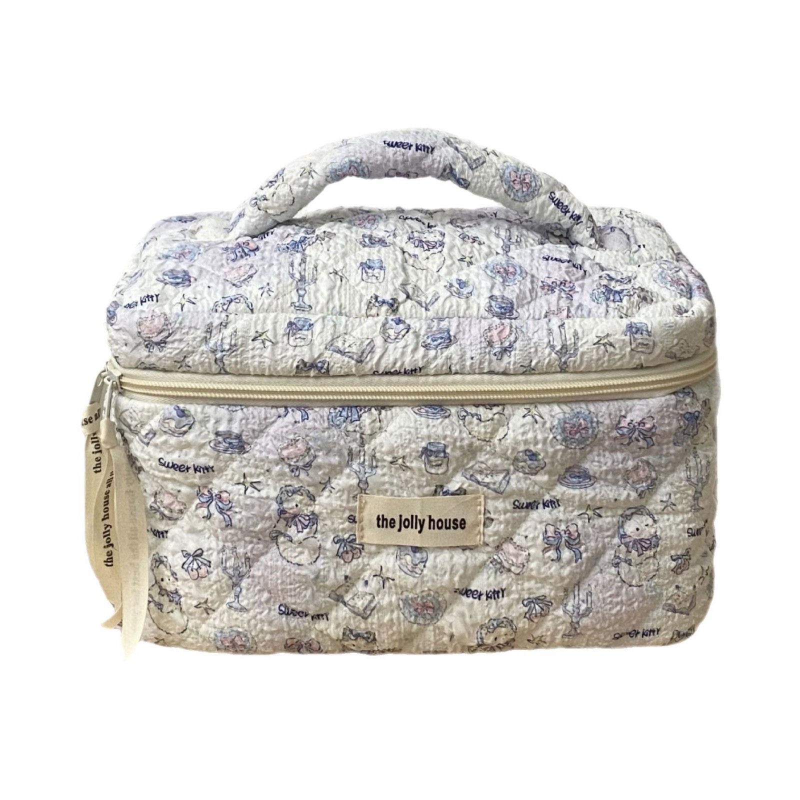 Nai Hu Hu Floral Cat Makeup Bag for Women's ins portable large-capacity travel cosmetics hand-held toiletry bag Item Picture
