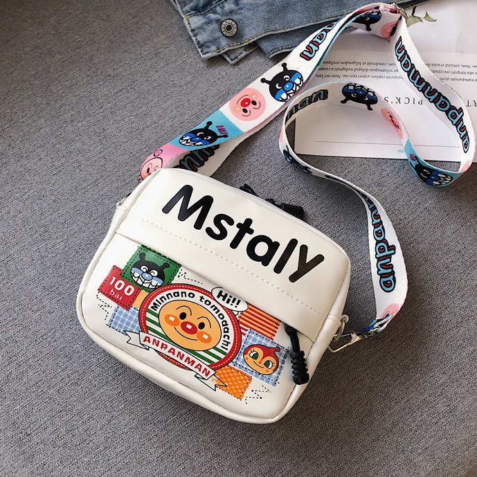 Cartoon bag, women's Instagram fashionable casual crossbody bag, student and children's square bag, niche and cute pu women's canvas bag Specification drawing