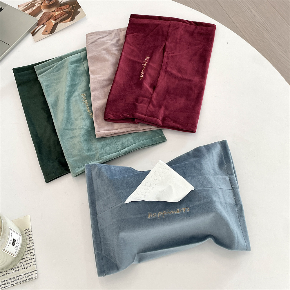 bj03121 Embroidered velvet Tissue bag, Nordic creative home living room tissue paper bag, bedroom bedside tissue box Specification drawing