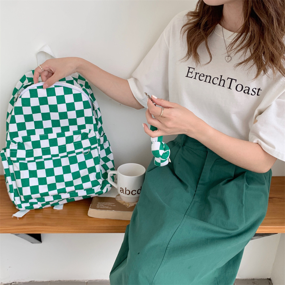 18171 checkerboard Backpack, outdoor sports travel backpack for men and women, large capacity schoolbag for students Item Picture