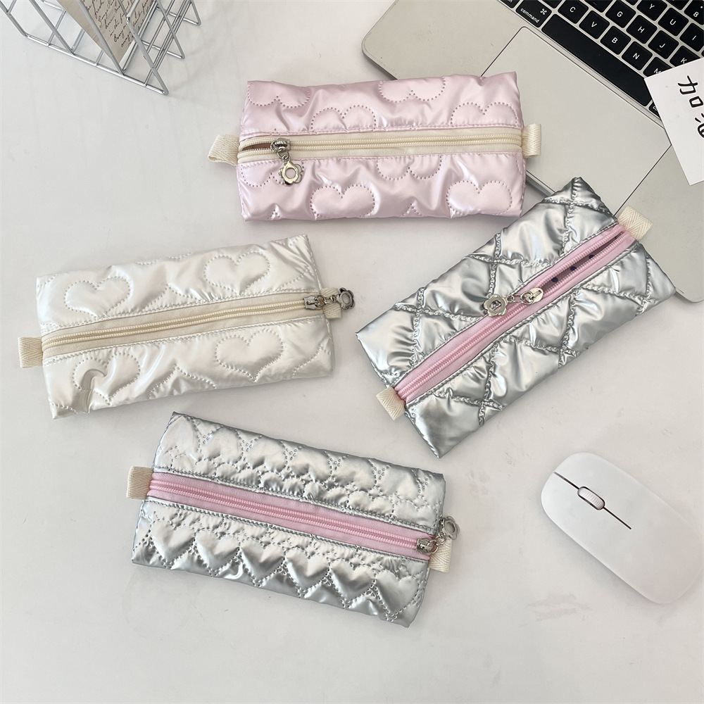 53262 pu new student pen case, a fresh and clean stationery storage bag with a bow and large capacity for pencil case storage details Picture