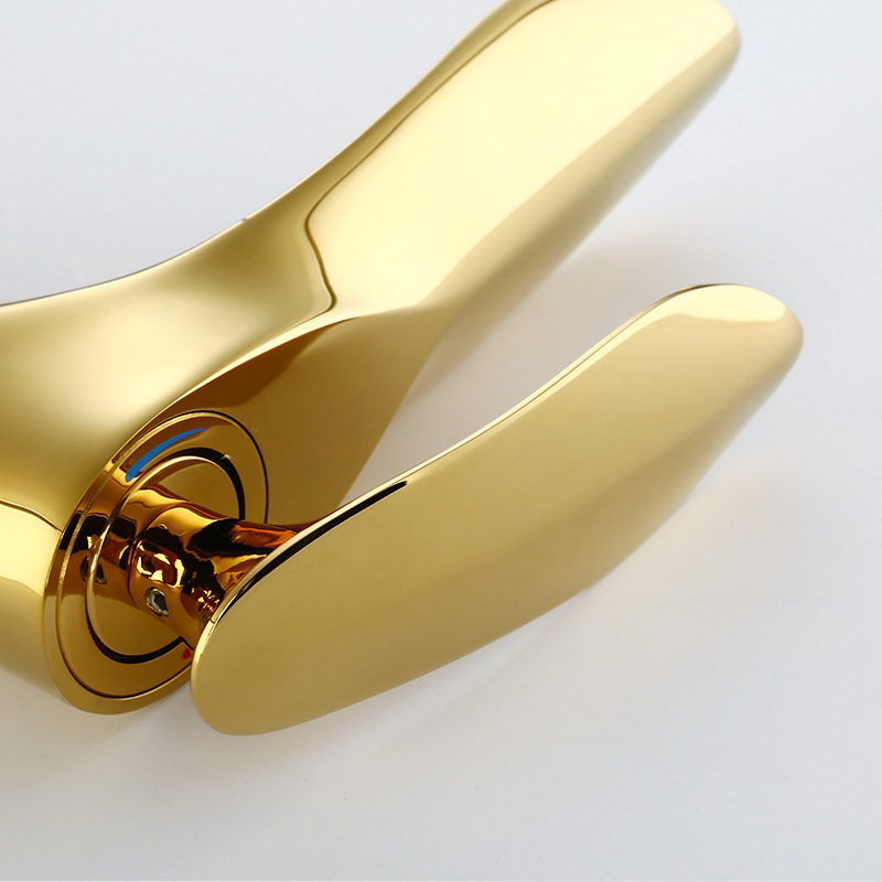Jiumu all-copper Nordic-style golden washbasin faucet, bathroom, single-hole cold and hot water washing basin, washbasin and countertop Specification drawing