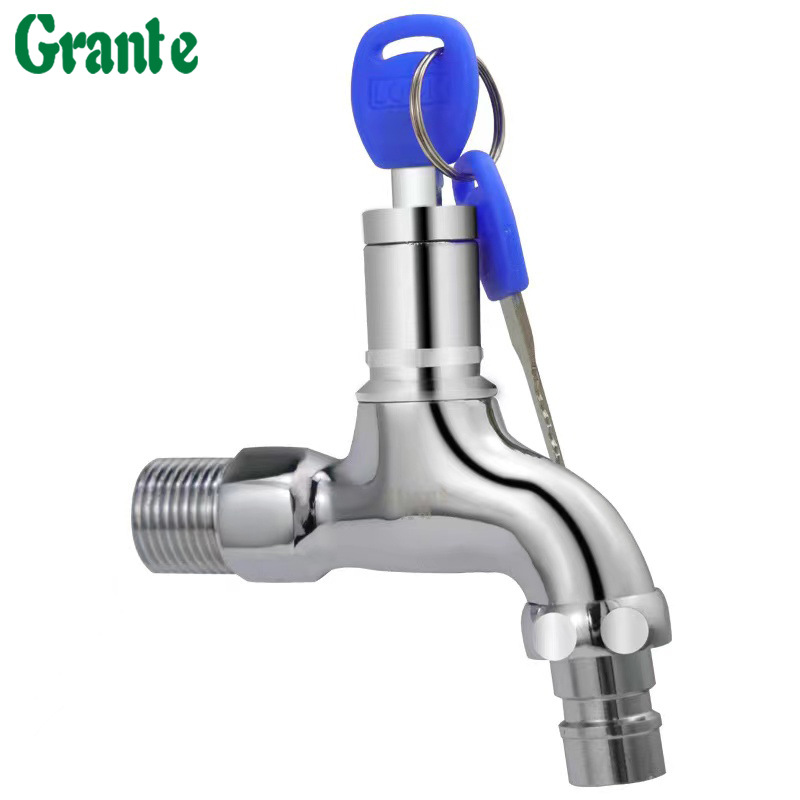 Factory direct sales of outdoor anti-theft key faucets with locks, public place mop pools, 4-minute quick-release single cold water faucets full figure