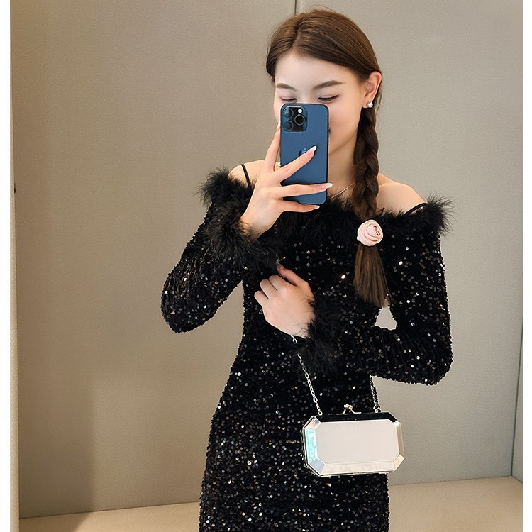 Cross-border square box acrylic bag for women 2025 new style dinner bag, clutch bag, single-shoulder crossbody bag, clip bag Application Scenario