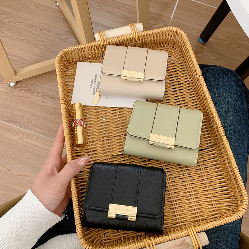 2024 Cross-border New small wallet for Women, a high-end folding Wallet with a short zipper and three-fold clutch for women Specification drawing