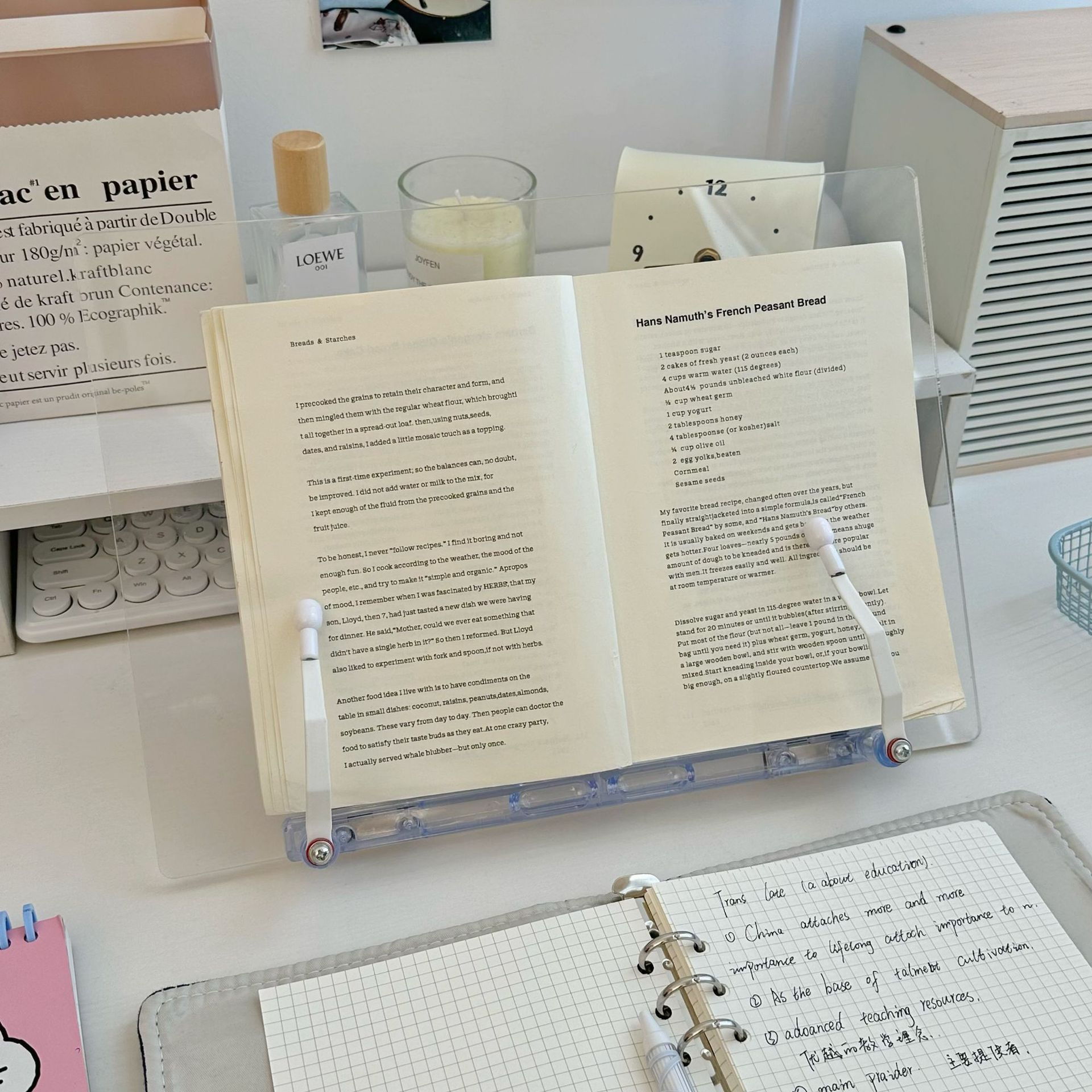 Acrylic flat plate reading stand, Korean ins transparent student desk bookstand, lazy person's reading tool full figure