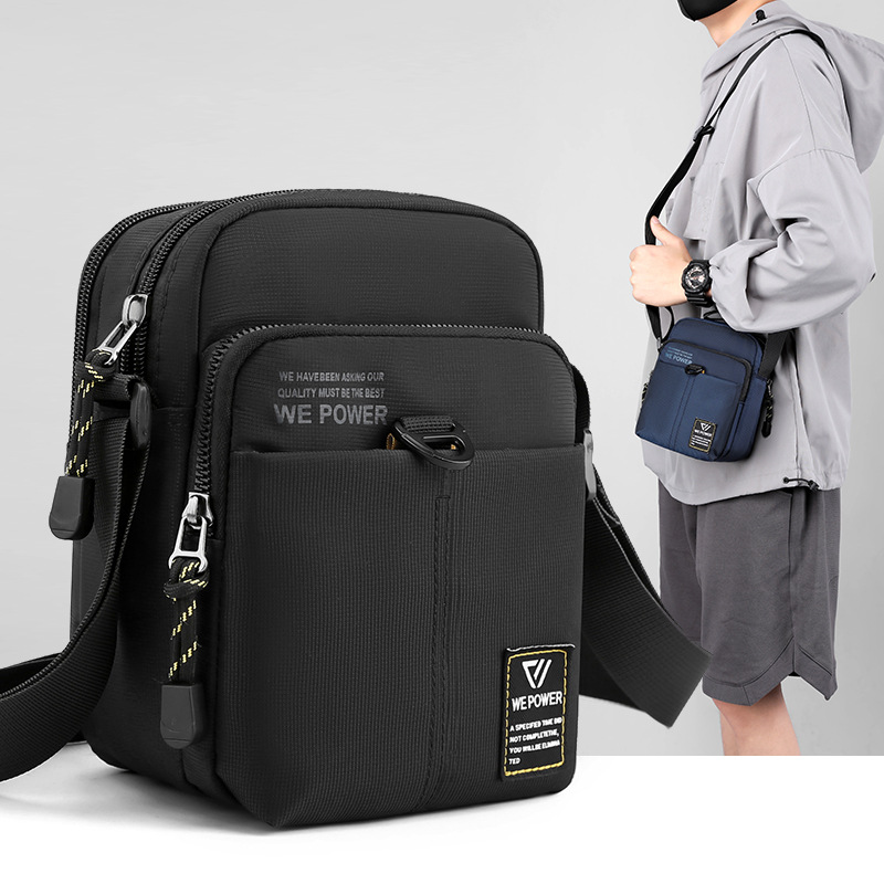 WEPOWER mini crossbody bag, Nylon fabric men's bag, casual functional men's single-shoulder bag, outdoor sports small backpack full figure