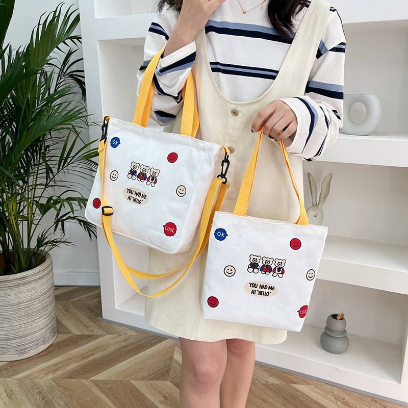 Small canvas bag, Japanese-style Instagram bag, student shoulder bag, Korean-style small, cute and artistic hand-held bag full figure