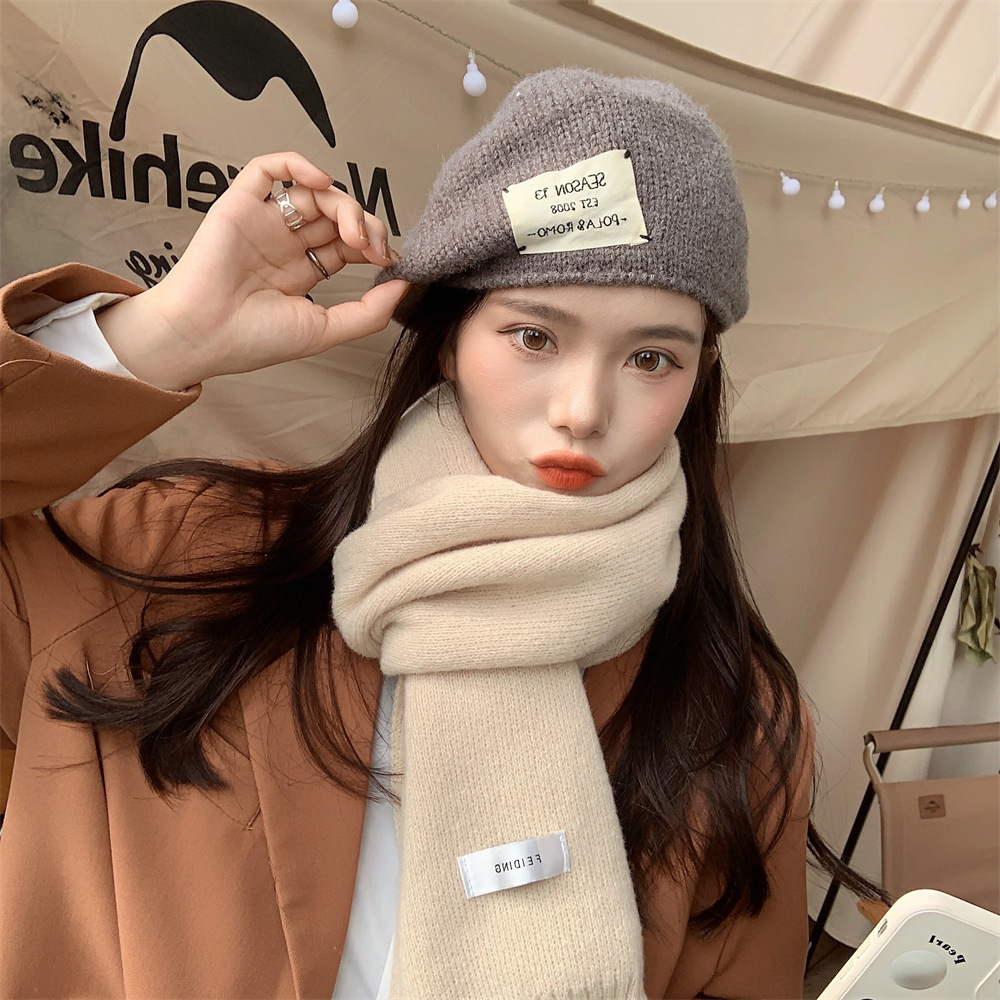 11171 Korean-style winter knitted solid color scarf, thickened warm woolen scarf, student and girl shawl, versatile Application Scenario