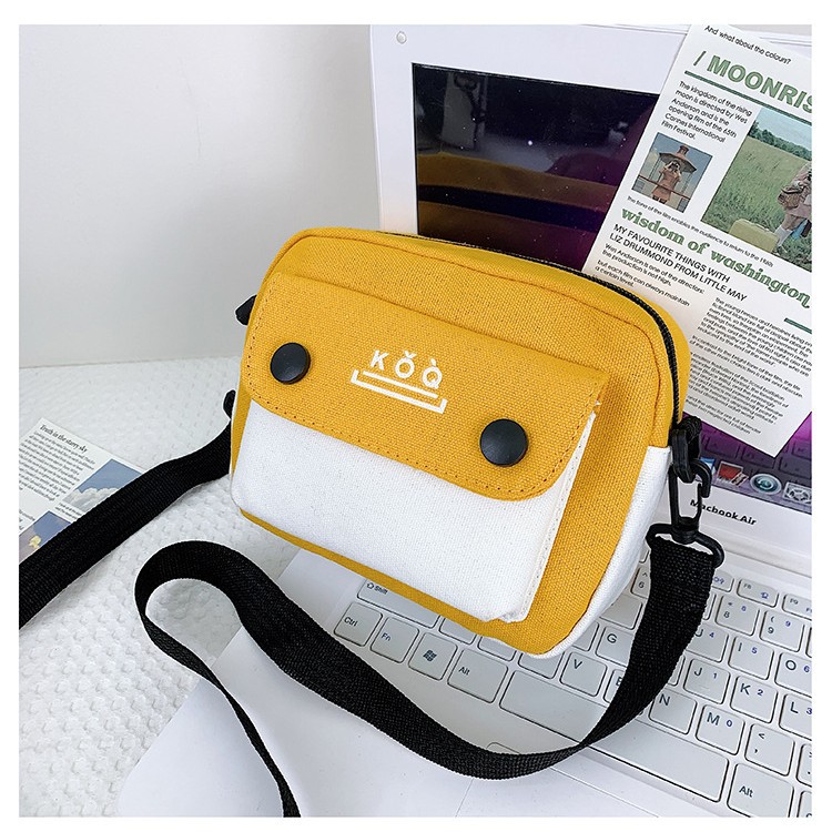 2022 Summer New canvas bag, Japanese-style ins color-blocking small bag, girl's pastoral artistic and fresh crossbody bag Application Scenario