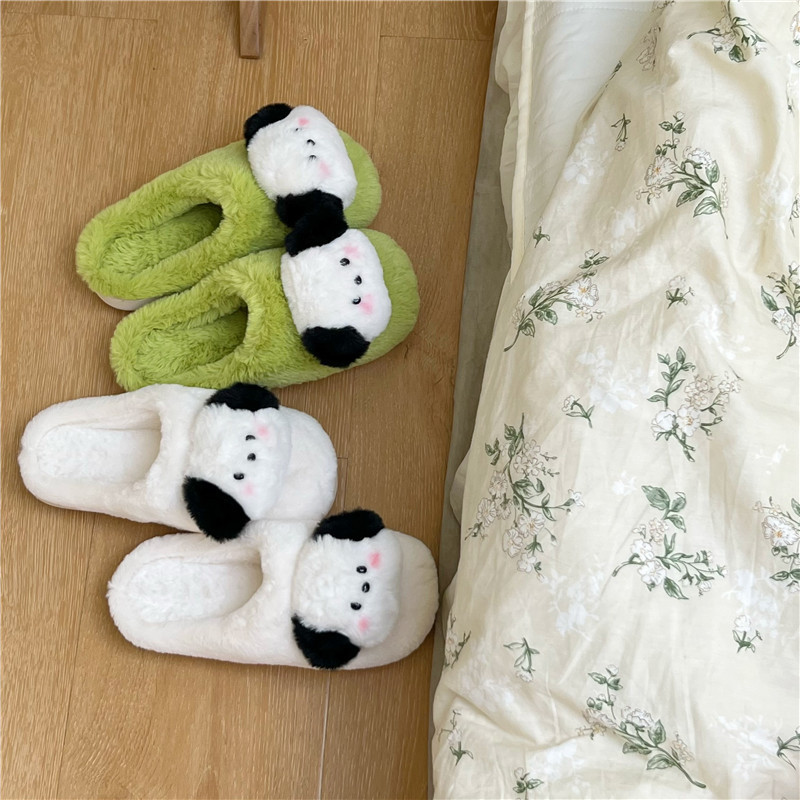 Original design, cute cartoon blush, dog plush slippers, home anti-slip headband slippers, cotton shoes, couple style full figure