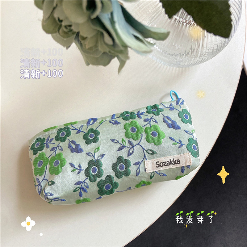 111251 Japanese-style fresh and simple stationery pen case, ins portable canvas makeup bag, female student storage bag details Picture