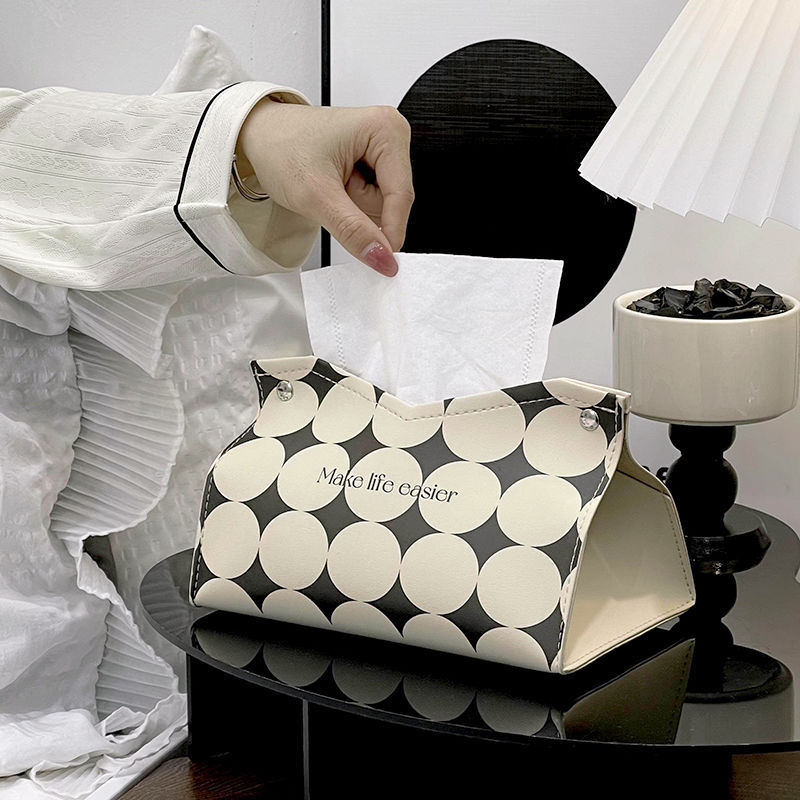 Original desktop tissue bag, office personalized light luxury tissue box, ins style, living room, bedroom, Internet celebrity, high-end home use details Picture