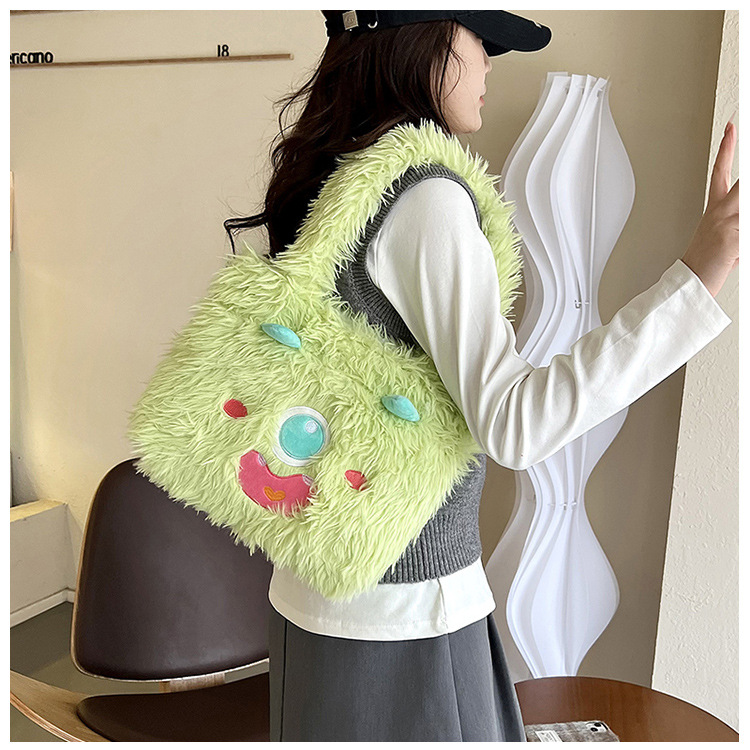 Plush toys, children's cartoon backpack, single-shoulder crossbody bag, girl's handbag, cute strawberry bear, Dingdang cat, versatile undefined