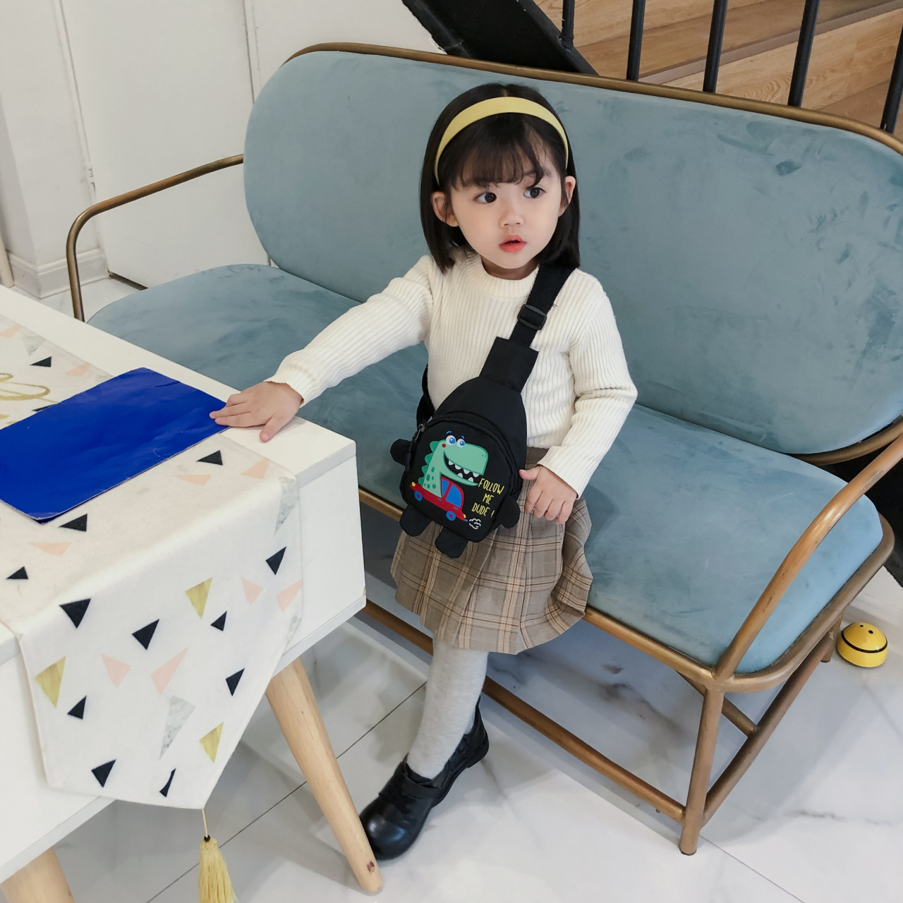 2024 Summer New Korean-style children's bag, single-shoulder bag, cute dinosaur small chest bag, gift trendy boys' and girls' crossbody bag Specification drawing