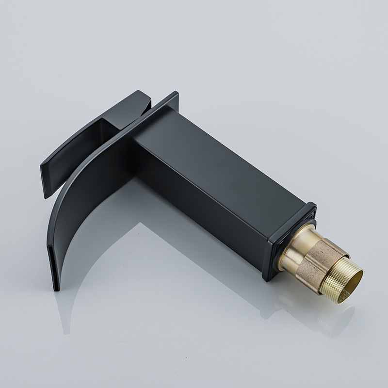 Nordic black lacquered waterfall faucet, hot and cold countertop basin, washbasin, bathroom cabinet, single-hole faucet Specification drawing