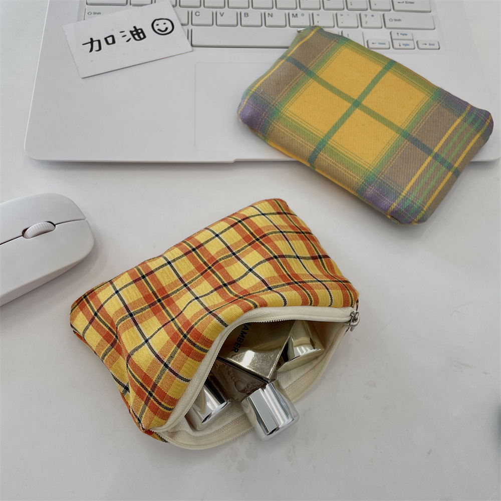 54184 checkered style coin purse, retro money bag, portable lipstick, air cushion storage bag, key and miscellaneous storage Specification drawing