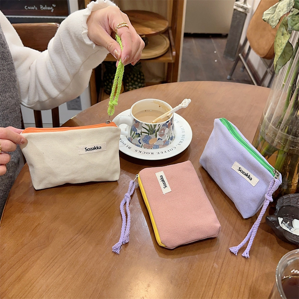 3561 ins color-blocking string lipstick makeup bag, portable coin purse, toiletries and sanitary napkins storage bag Specification drawing