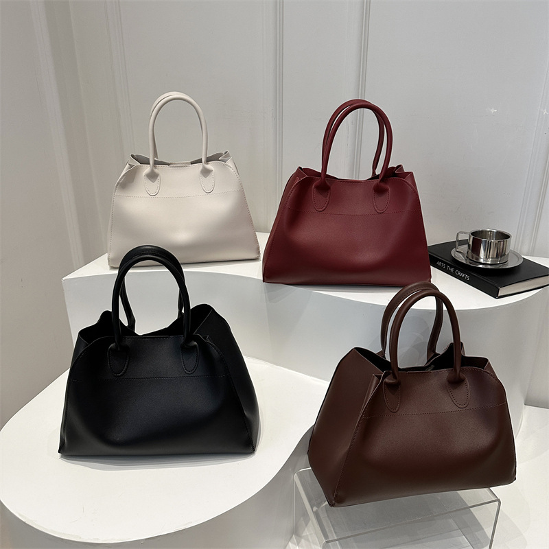 Large-capacity versatile Tote bag 2025 new style fashionable and simple single-shoulder handbag, solid color texture work commuting bag full figure