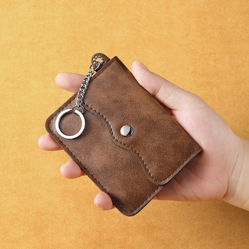 Cross-border source fashion pu card case, key case, ID card case, coin purse, card holder, bus oil wax card case details Picture
