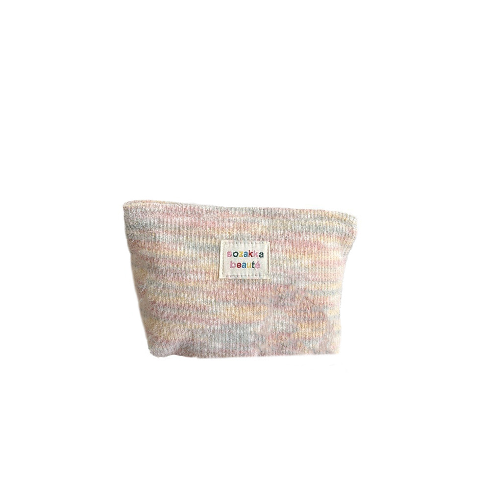310261 ins Style Autumn and Winter plush Rainbow Makeup Bag, Large Capacity Toiletries and Travel Cosmetics Storage Bag for women Item Picture