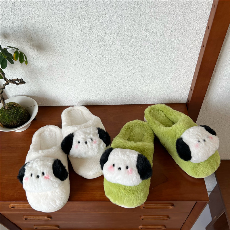 Original design, cute cartoon blush, dog plush slippers, home anti-slip headband slippers, cotton shoes, couple style Application Scenario