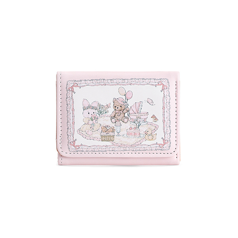 The "Girl Dream Spring Picnic Series" popular rabbit-bear student wallet, anti-demagnetization multi-slot magnetic buckle coin purse, mini Item Picture