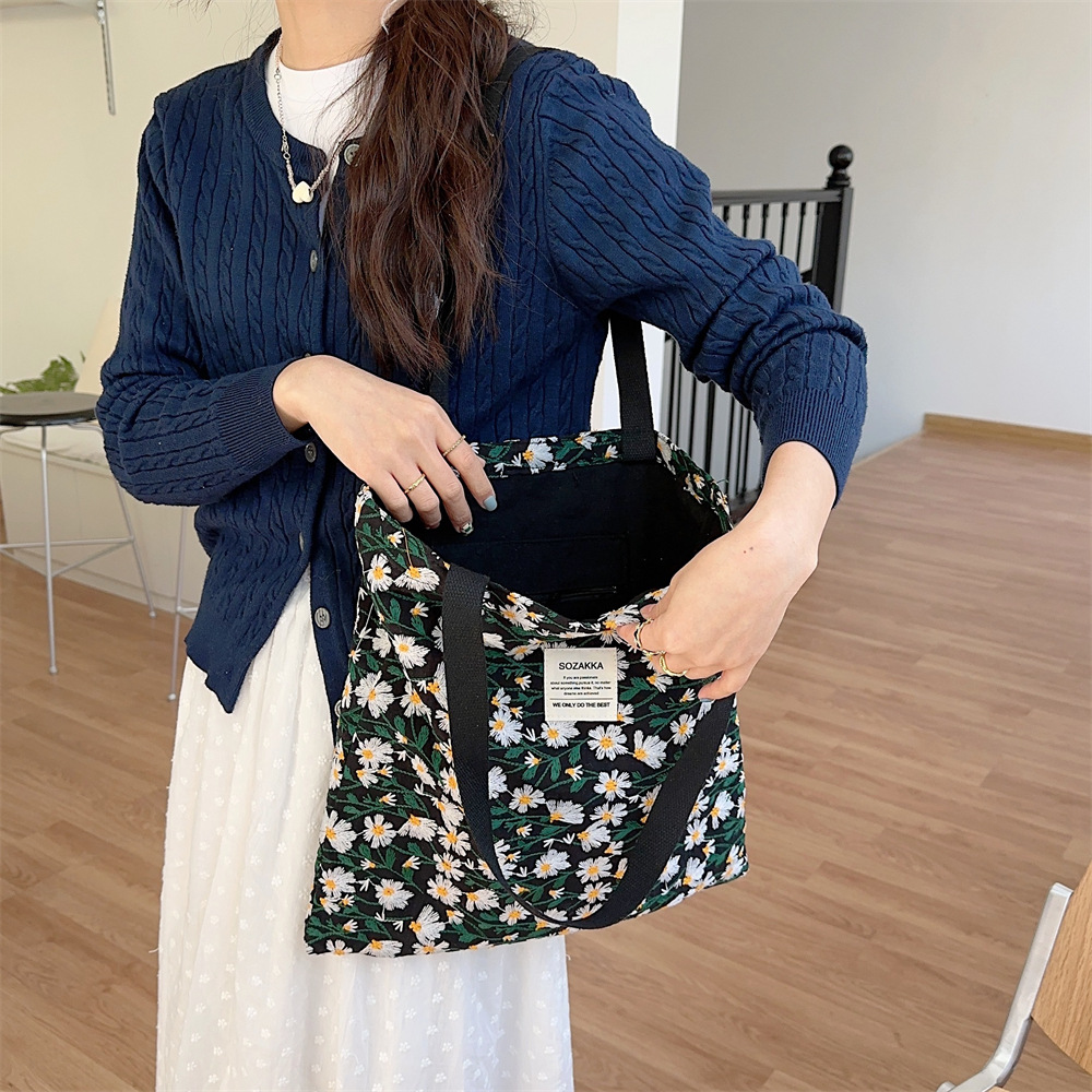 43204 Spring/Summer Fresh and simple three-dimensional Daisy single-shoulder canvas bag, shopping bag for shopping, school bag and commuting bag details Picture