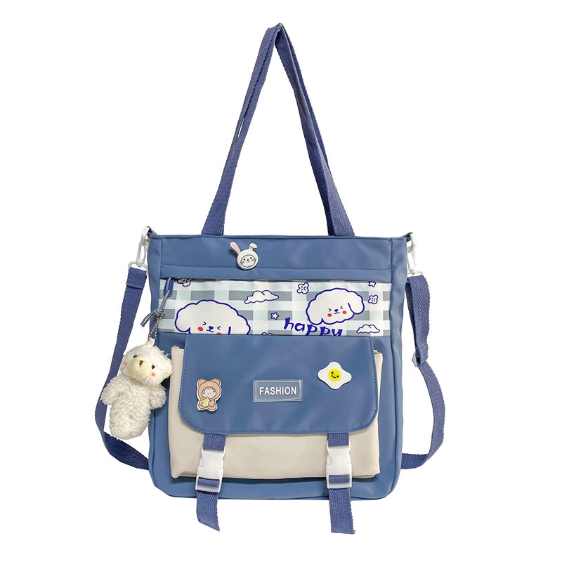 Crossbody bag, school work bag, female Instagram Japanese-style postman bag, large-capacity versatile canvas single-shoulder bag, student hand-carry Item Picture