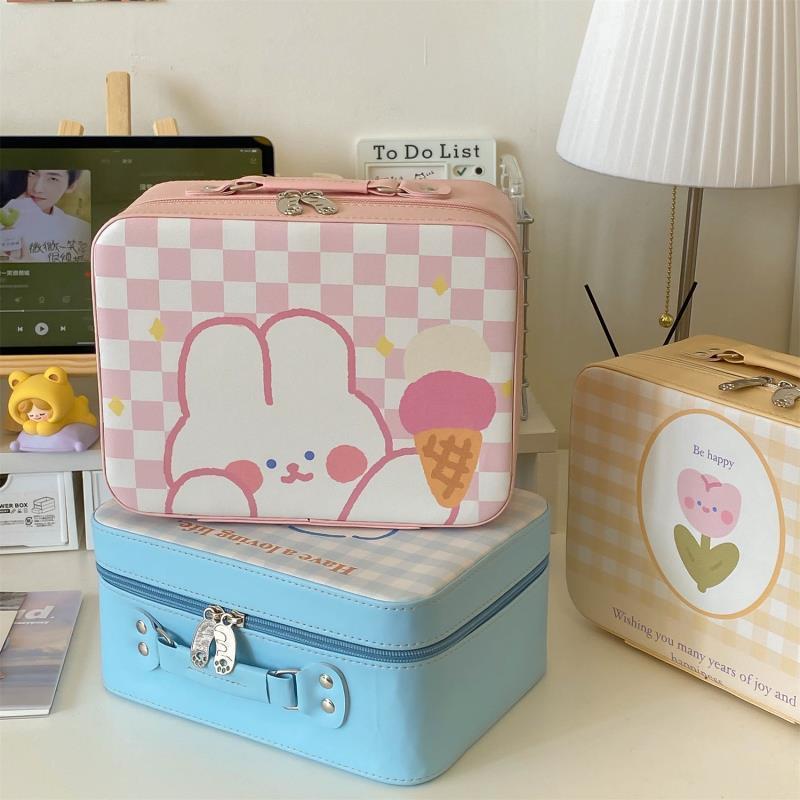 The new cute rabbit makeup case from ins, a portable large-capacity makeup bag with a girlish heart, a storage box and a travel toiletry bag Specification drawing