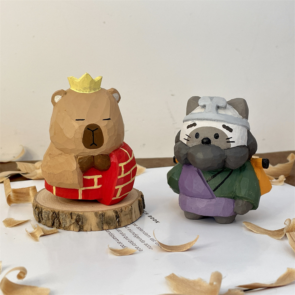 MXX41117 Hand-carved small decorative item, cartoon Tang Seng, Sun Wukong and his four disciples, desktop decoration toy Application Scenario