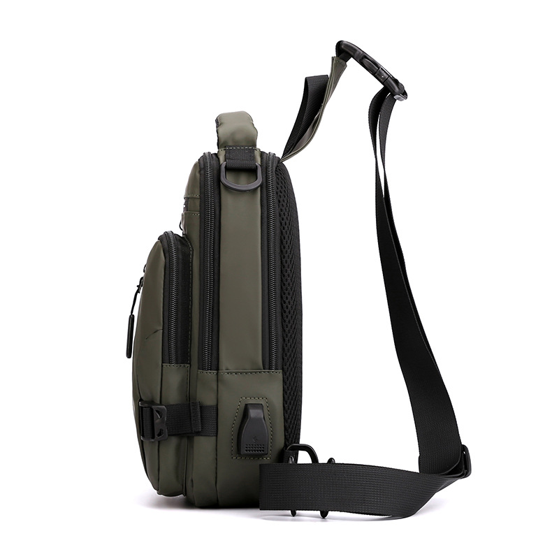 Cross-border exclusive new men's multi-functional chest bag, fashionable and casual single-shoulder crossbody bag, waterproof space fabric small backpack Specification drawing