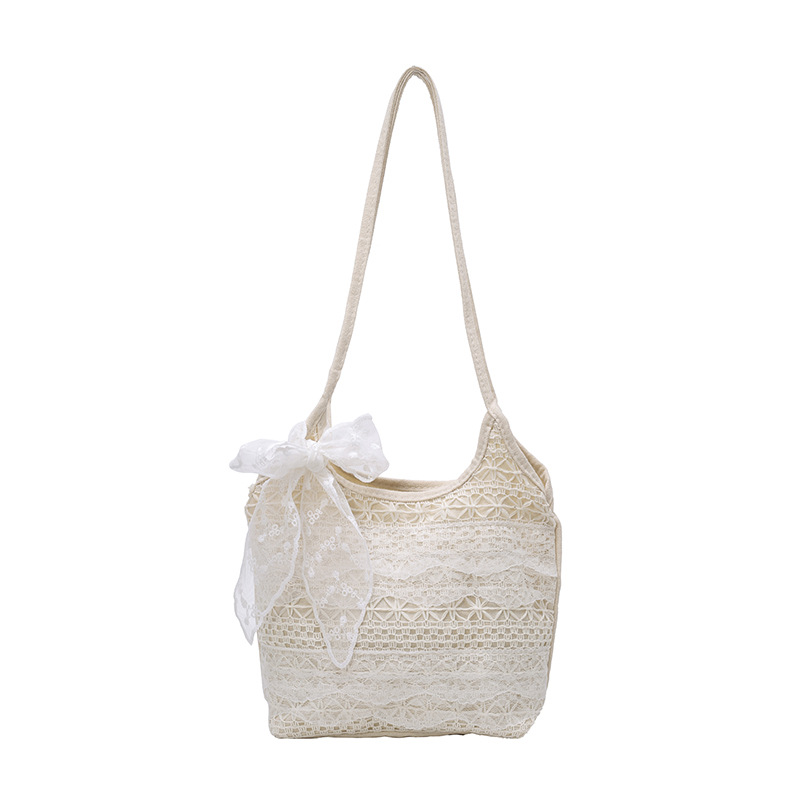 2025 Summer New casual vacation backpack: Ethereal lace shoulder bag, large-capacity tote bag, hollowed-out beach bag Specification drawing