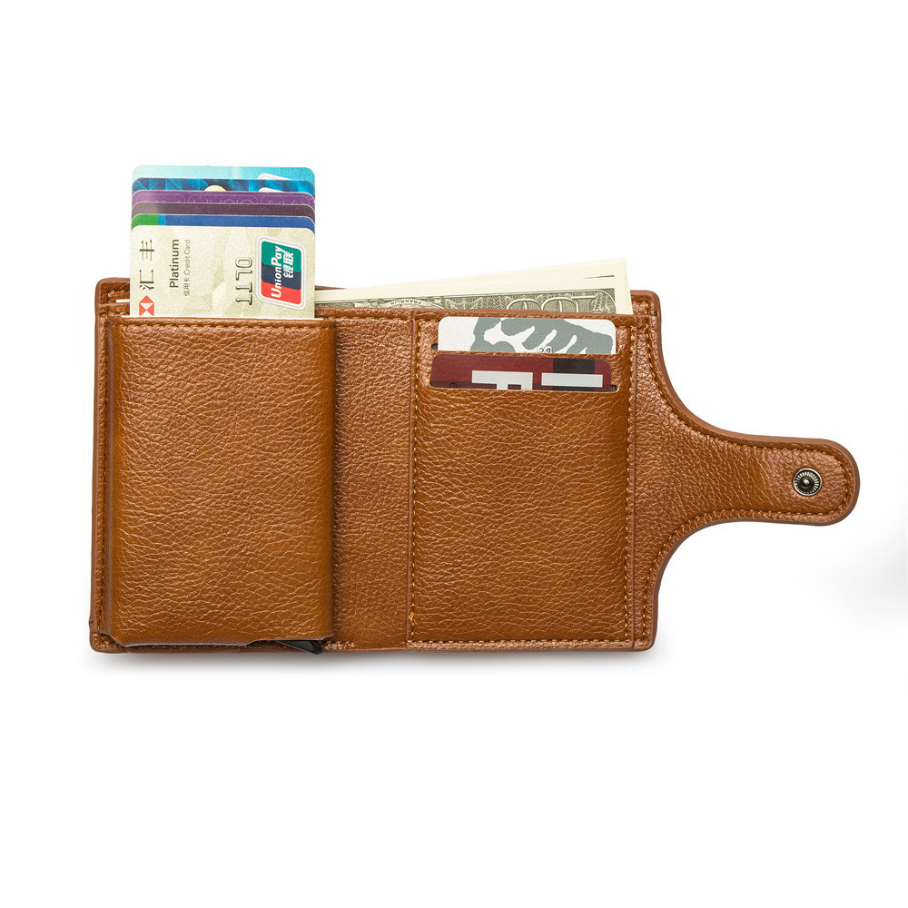 RFID anti-theft money swiping bag, multi-functional buckle, women's wallet, PU 20% off, metal men's wallet, card case, wallet details Picture