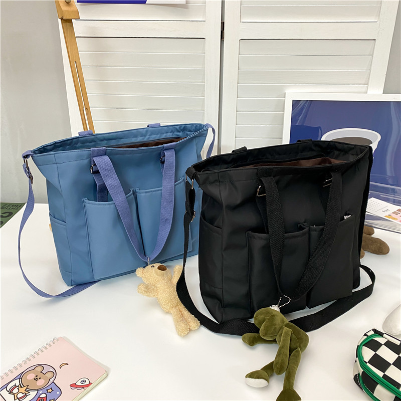 Waterproof bag, large-capacity canvas bag, female crossbody, Korean-style student Harajuku, Japanese-style single-shoulder large bag, schoolbag, school style full figure