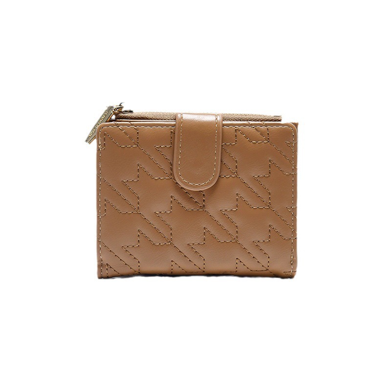 The new women's wallet with zipper grid folding, WaIIet cross-border multi-functional coin purse, features a high-end quality for students Item Picture