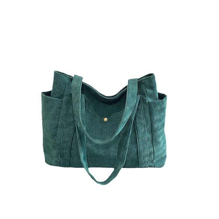 Tote Bag Women's 2024 Spring New casual, simple, large-capacity commuter single-shoulder bag, fashionable color-blocking corduroy bag Item Picture