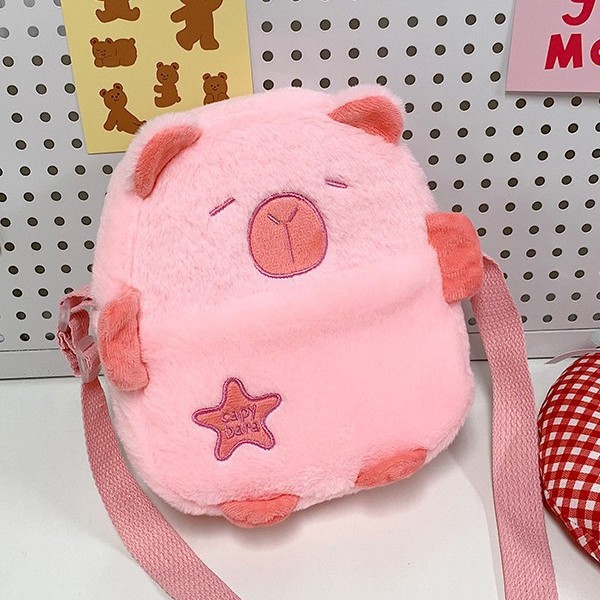 Capibara children's plush bag, cute capybara single-shoulder bag, cartoon animal doll, lightweight hand-held crossbody bag details Picture