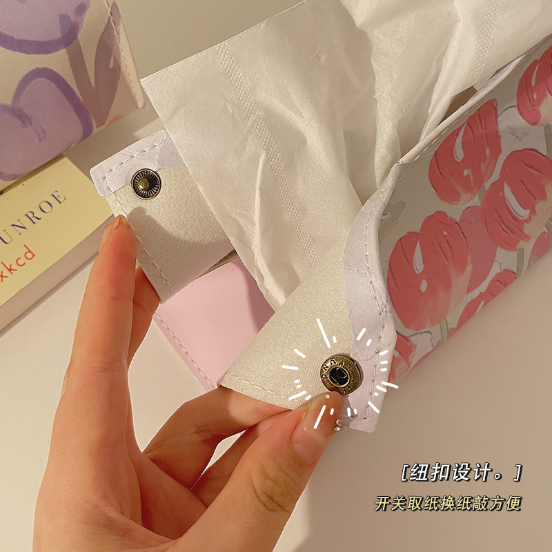 ins Home tissue box, living room tissue box, multi-functional storage, napkins, simple and modern tulip tissue box details Picture