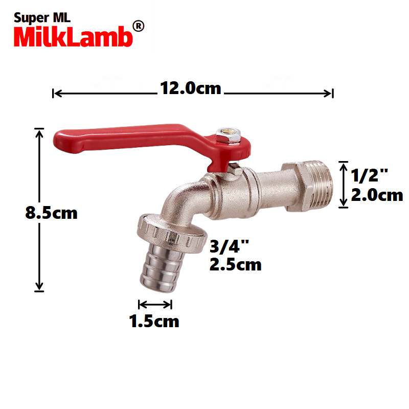 Cross-border exclusive 1/2x3/4 garden zinc alloy faucets, pacifiers, belt faucets, zinc alloy faucets [Red] Item Picture