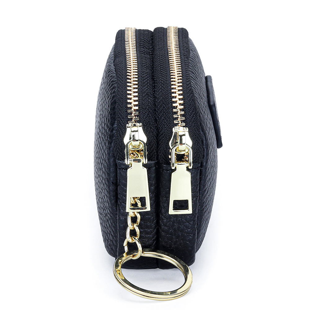 New leather coin purse for women, small and mini double-zipper coin storage bag, large capacity keychain small bag Application Scenario