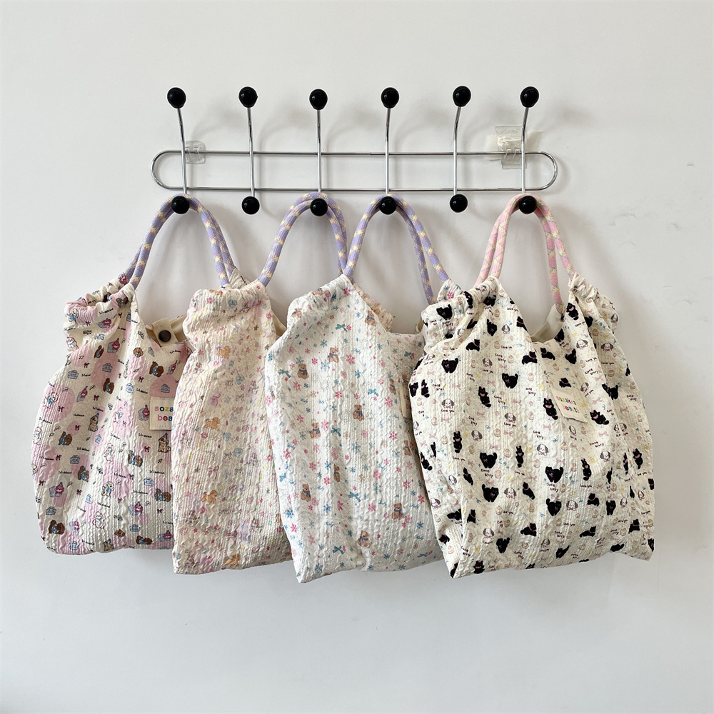 5444 [Copyright Edition] Rope handbag, embossed canvas bag, shopping bag for girls, student girls details Picture