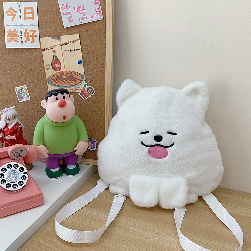 Large-capacity plush toy backpack, new cute and sweet pillow bag, doll, new Samoyed stylish backpack full figure