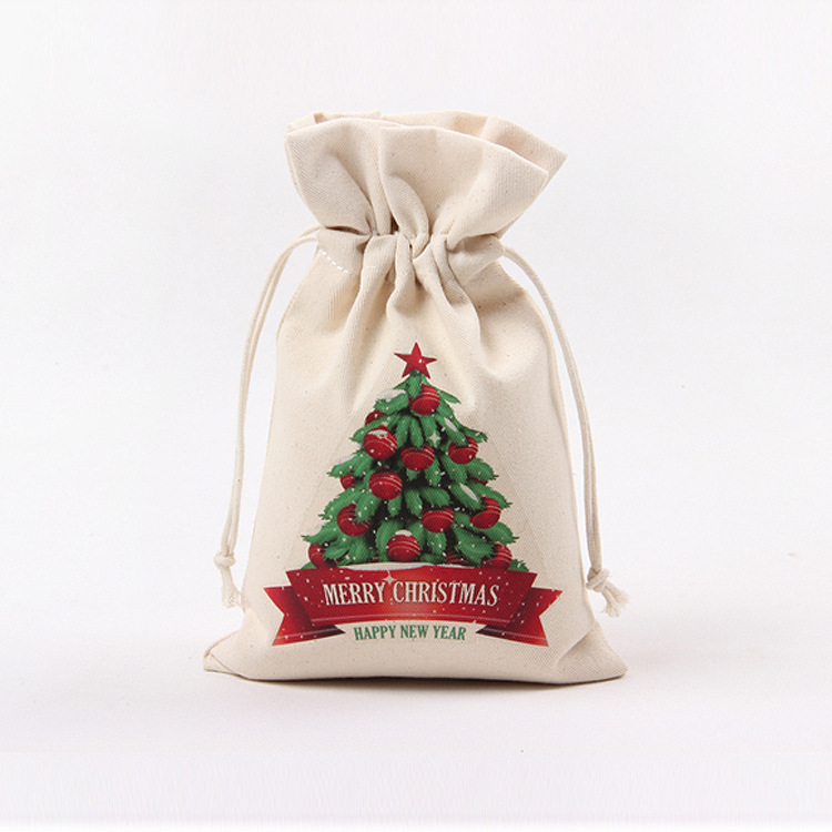 A245 logo printed canvas storage bag with drawstring closure, gift pocket, portable for Christmas packaging gifts Specification drawing
